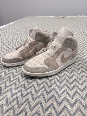 Nike Air Jordan 1 Mid SE “Grey Fog / Photon Dust” Suede Sneakers – Women’s 7